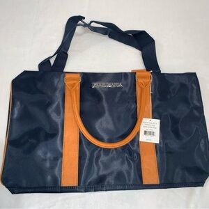 Perfumania Duffle/Gym/Travel Bag/Tote navy blue tan new with tags shoulder strap